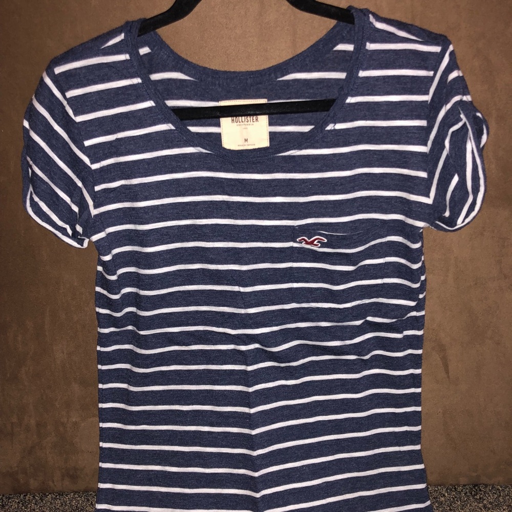 Hollister Blue with White stripes short sleeves